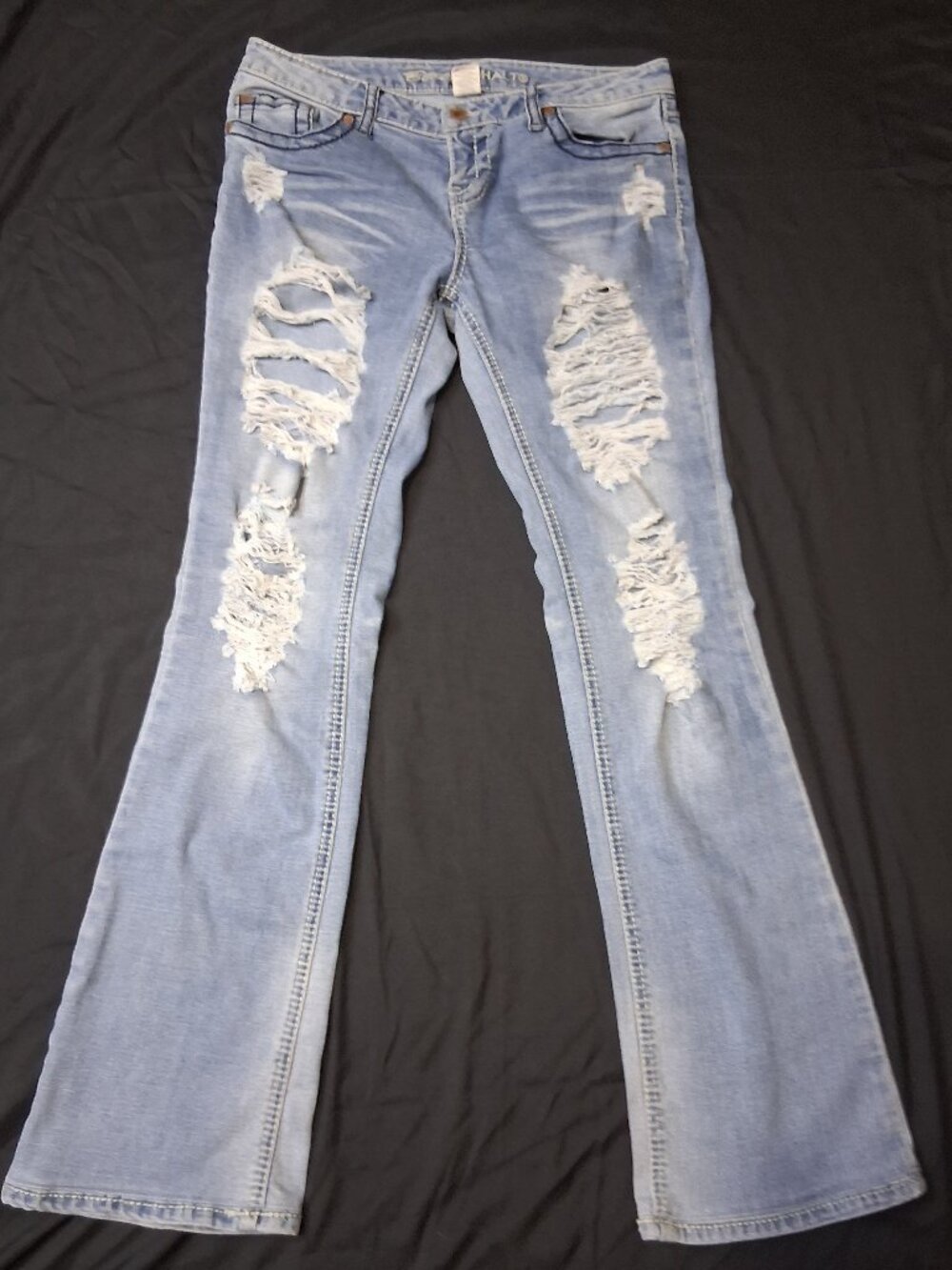 Vintage Blue Asphalt Skinny Jeans Low Rise Medium Wash Y2K